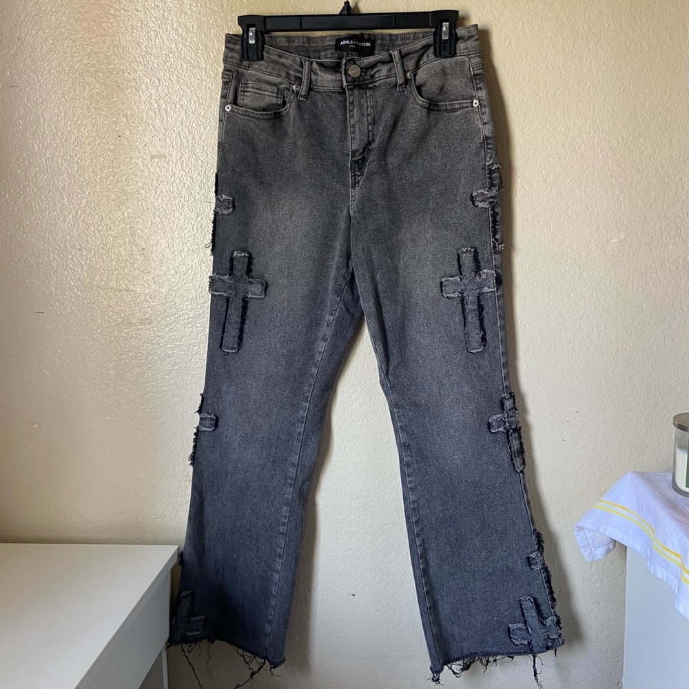 grey cross boot-cut jeans (9)